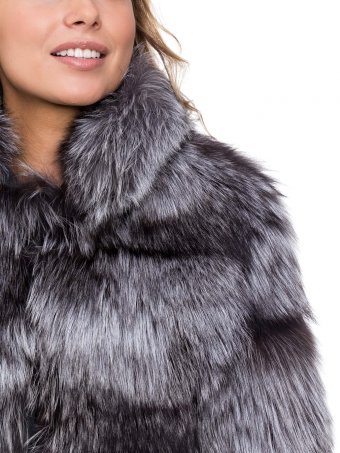 Куртка из меха серебристо-чёрной лисы